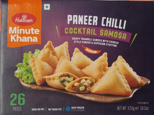 Haldiram's Chilli Paneer Cocktail Samosas Perspective: front