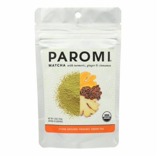 Paromi Tea - Matcha Tumeric Ginger Cinnamon - Case of 6 -1.23 OZ Perspective: front