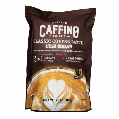 Caffino 3-In-1 Less Sugar Classic Coffee Latte Instant Coffee Perspective: front