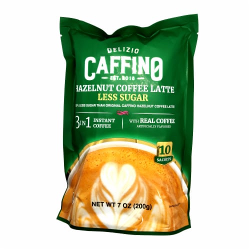 Caffino 3-In-1 Less Sugar Hazelnut Coffee Lattee Instant Coffee Perspective: front