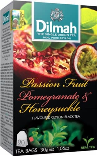Dilmah Passion Fruit, Pomegranate & Honeysuckle Black Tea (Pack of 3) Perspective: front