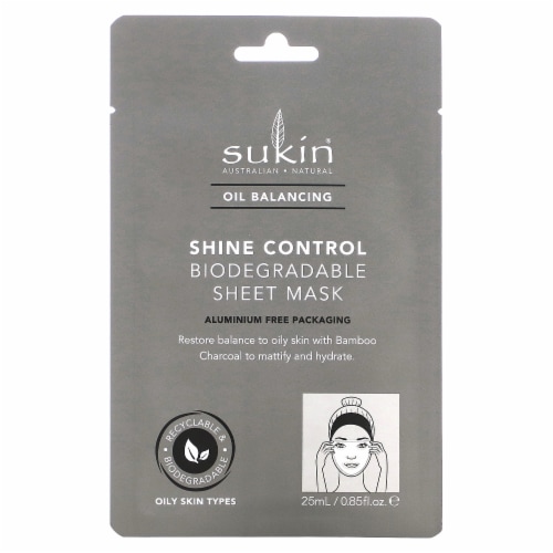 Sukin Oil Balancing Shine Control Biodegradable Sheet Mask Perspective: front