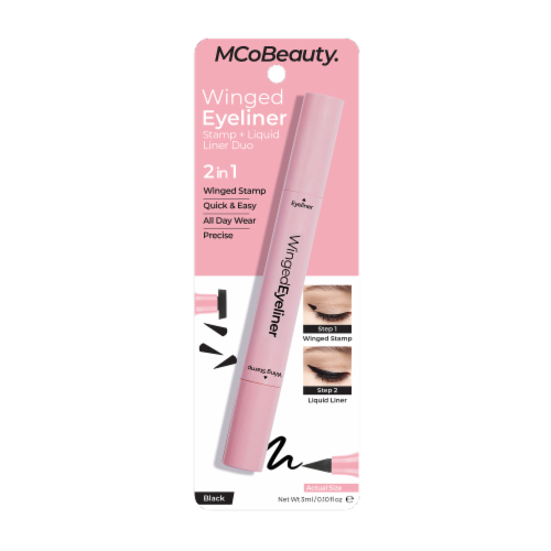 MCoBeauty Winged Eyeliner Stamp & Liquid Liner Duo Smudge + Water-Resistant - Black Perspective: front