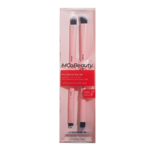MCoBeauty Pro Deluxe Makeup Eye Brush Set of 2 with 4 Different Eyeshadow Brush Heads Perspective: front