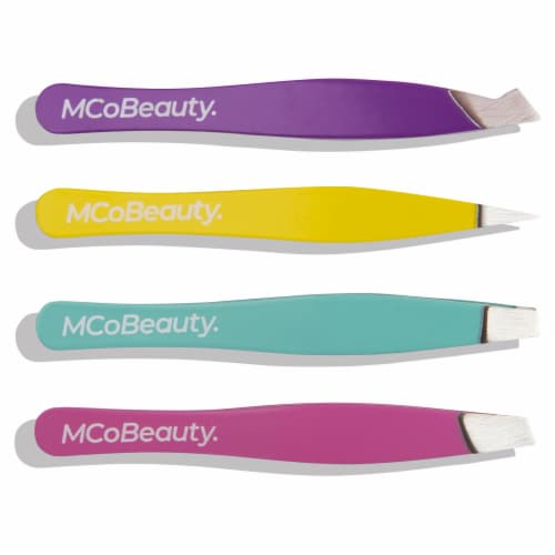 MCoBeauty Perfect Tweezers with 4 Different Stainless Steel Tips Professional Set of 4 Perspective: front