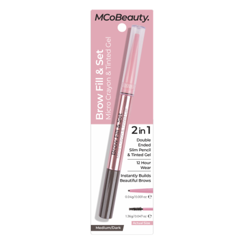 MCoBeauty Brow Fill & Set Micro Eyebrow Pencil & Tinted Gel Up to 12 Hr. Wear - Medium/Dark Perspective: front
