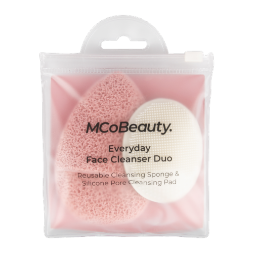 MCoBeauty Everyday Face Reusable Sponge + Silicone Pore Cleansing Duo to Lightly Exfoliate Skin Perspective: front