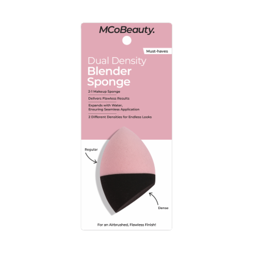 MCoBeauty Dual-Sided Blending Makeup Sponge + 2 Different Densities for Endless Looks – Pink/Black Perspective: front