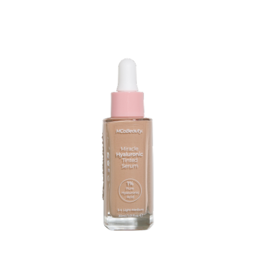 MCoBeauty Miracle Hyaluronic Tinted Serum Foundation Sheer to Medium Coverage 3-4 Light/Medium Perspective: front
