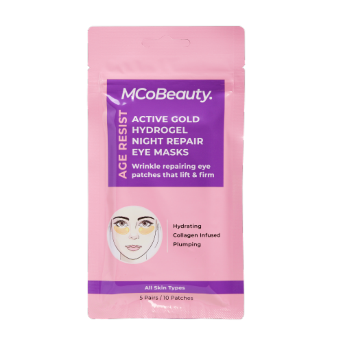 MCoBeauty Age Resist Night Repair Under Eye Mask With Active Gold Hydrogel For All Skin Types Perspective: front