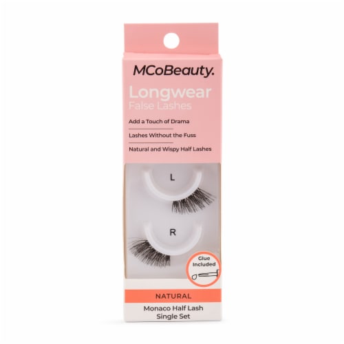 MCoBeauty Longwear False Lashes Natural Monaco Half Lash Single Set Perspective: front