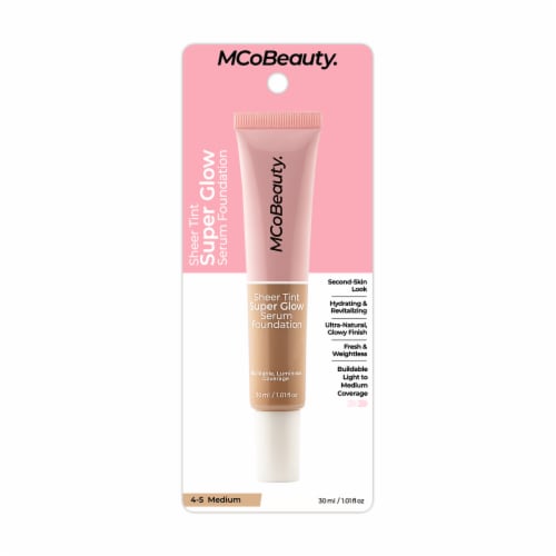MCoBeauty Super Glow Serum Foundation Sheer Tint Natural + Buildable Coverage 4-5 Medium Perspective: front