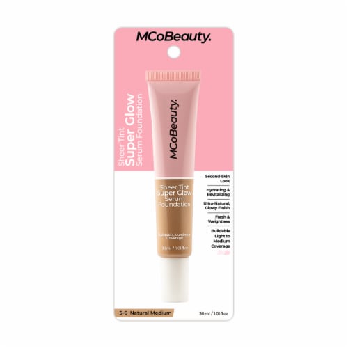 MCoBeauty Super Glow Serum Foundation Sheer Tint Natural + Buildable Coverage 5-6 Natural Medium Perspective: front