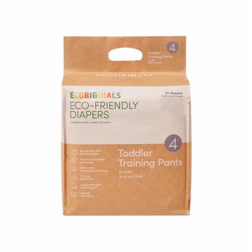 Ecoriginals Plant Based Potty Training Pants | Toddler Size 4 | 6 Packs, 120 Count Perspective: front