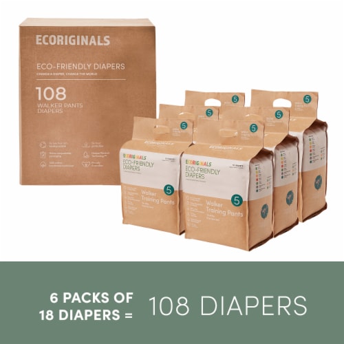 Ecoriginals Plant Based Potty Training Pants | Walker Size 5 | 6 Packs, 108 Count Perspective: front