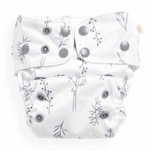 EcoNaps Reusable Cloth Diaper One Size Grey Folk Botanical 1
