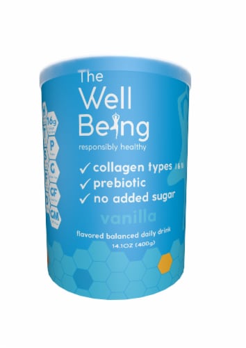 The WellBeing Responsibly Healthy Collagen Powder, Vanilla, 12.85 oz Perspective: front