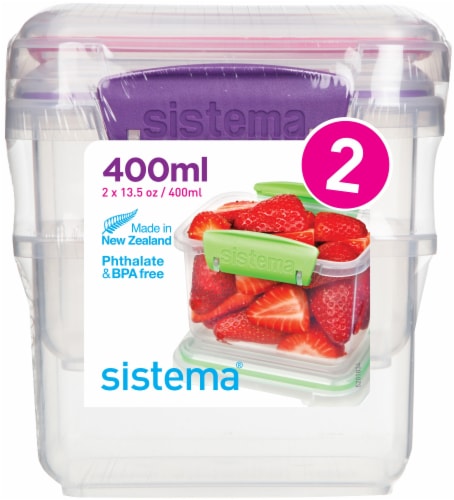 Sistema To Go Divided Snack Container, 13.5 oz, Plastic 