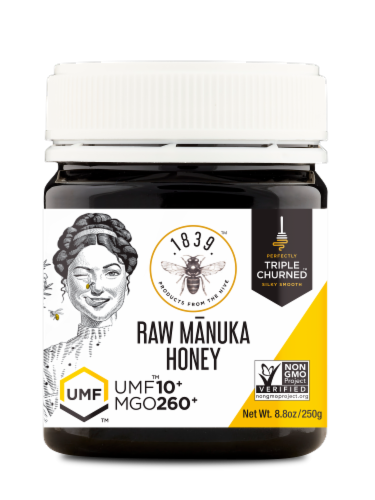 1839™ Honey Certified Raw UMF™ 10+ MGO 260+ Manuka Honey Perspective: front