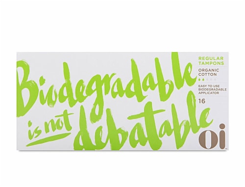 Oi Organic Initiative Organic Cotton Regular Cardboard Applicator Tampons Perspective: front