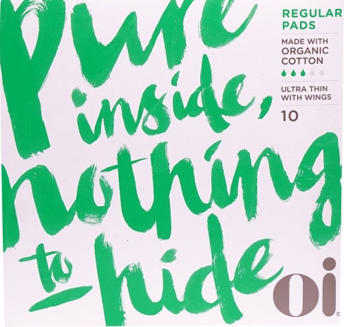 Oi Organic Initiative  Organic Cotton Ultra Thin Regular Pads with Wings Perspective: front