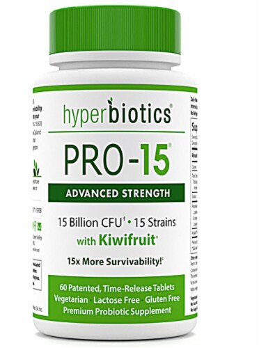 Hyperbiotics PRO-15 Advanced Strength Probiotics Time Release Tablets Perspective: front