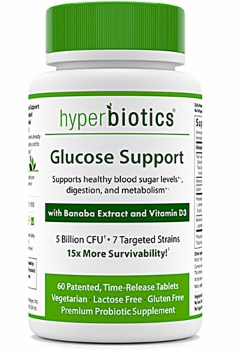 Hyperbiotics Glucose Support Probiotic Supplement Vegetarian Tablets Perspective: front