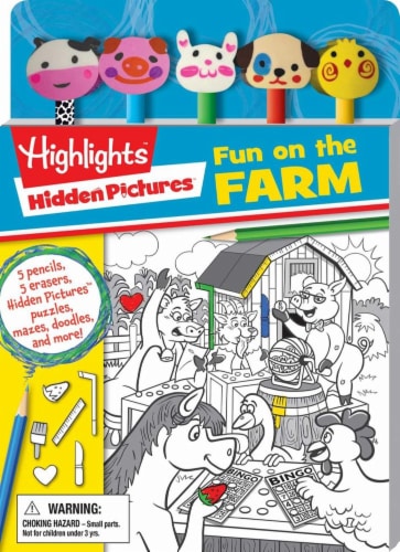 Hidden Pictures Fun on the Farm Colored Pencil Toppers and Activity Book by Highlights Perspective: front