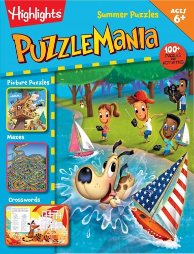 PuzzleMania Summer Puzzles Coloring and Activity Book by Highlights Perspective: front