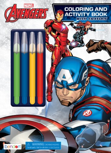 Bendon Avengers Coloring & Activity Book With Twist Up Crayons Perspective: front