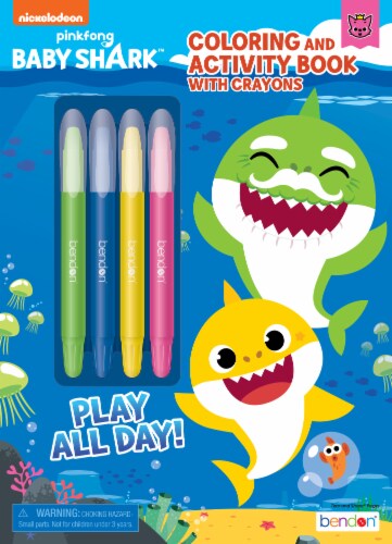 Bendon Baby Shark Coloring & Activity Book With Twist Up Crayons Perspective: front