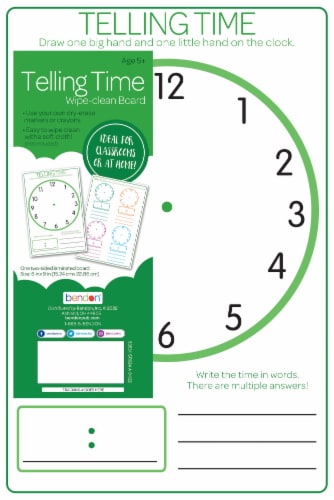 Bendon Telling Time Wipe Clean Practice Board Perspective: front
