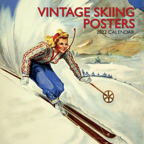 2022 Wall Calendar Vintage Skiing Posters Arts 12x12 16 Month with 180