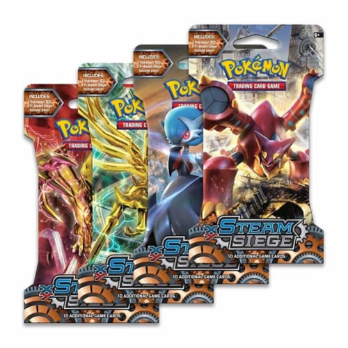 Pokemon Trading Card Game, 4 Pack Steam Siege Booster Pack Perspective: front