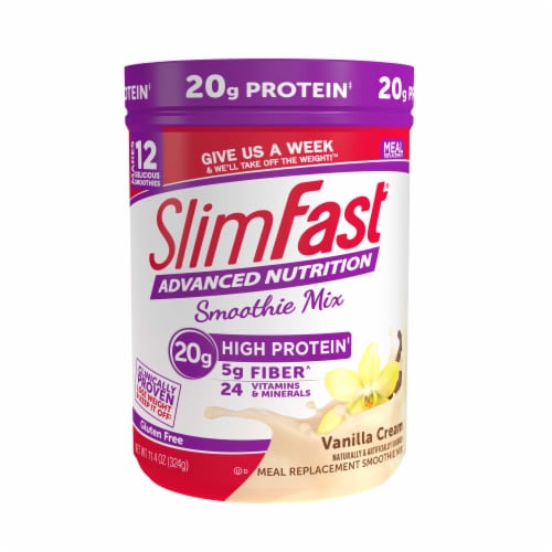 SlimFast High Protein Nutrition Vanilla Cream Meal Replacement Smoothie Mix Perspective: front