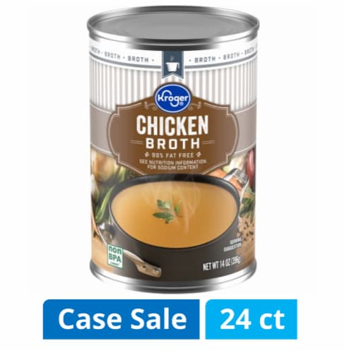 Kroger® 99% Fat Free Chicken Broth Case Lot Sale Perspective: front