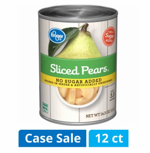 Kroger® Canned Sliced Pears No Sugar Added Case Sale Perspective: front