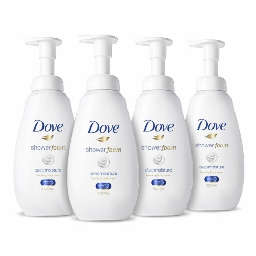 Dove Shower Foam Deep Moisture Foaming Body Wash 4 Count Perspective: front