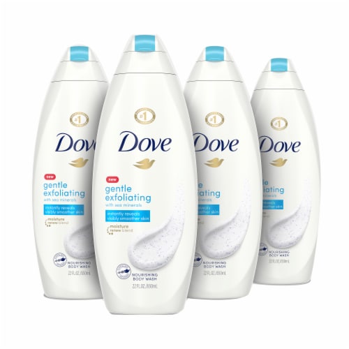 Dove Gentle Exfoliating Body Wash for Soft & Smooth Skin, 4 ct / 22 fl ...