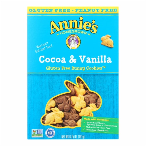 Annie's™ Homegrown Gluten Free Cocoa and Vanilla Bunny Cookies - Case of 12 - 6.75 oz. Perspective: front