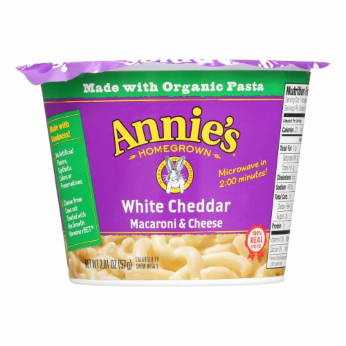 Annie's™ Homegrown White Cheddar Microwavable Macaroni and Cheese Cup Perspective: front