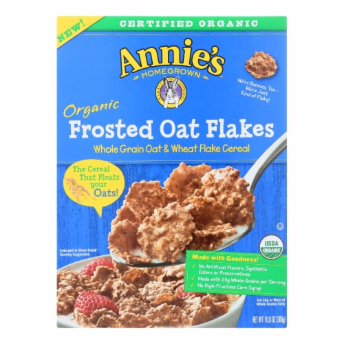 Annie's Homegrown Organic Frosted Oat Flakes Cereal - Case of 10 - 10.8 oz. Perspective: front