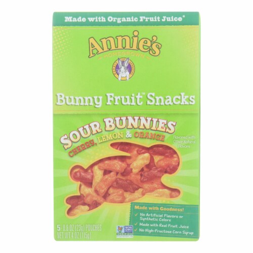 Annie's Sour Bunnies Bunny Fruit Snacks (10 Pack) Perspective: front