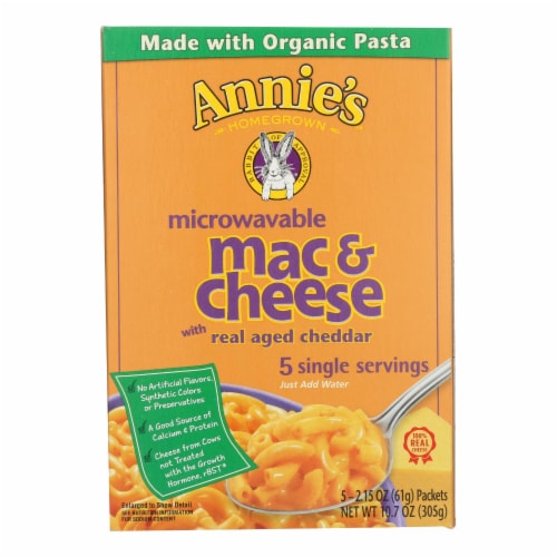 Annie's Homegrown Microwavable Real Aged Cheddar Macaroni and Cheese Perspective: front