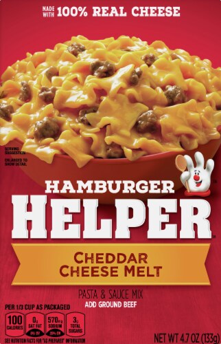 Hamburger Helper Cheddar Cheese Melt Case Sale Perspective: front
