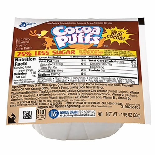 Cocoa Puffs Reduced Sugar Cereal 1.06 Ounce -- 96 per case Perspective: front
