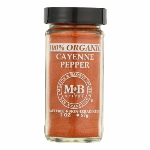 Morton and Bassett Organic Cayenne Pepper - Cayenne Pepper - Case of 3 - 2 oz. Perspective: front