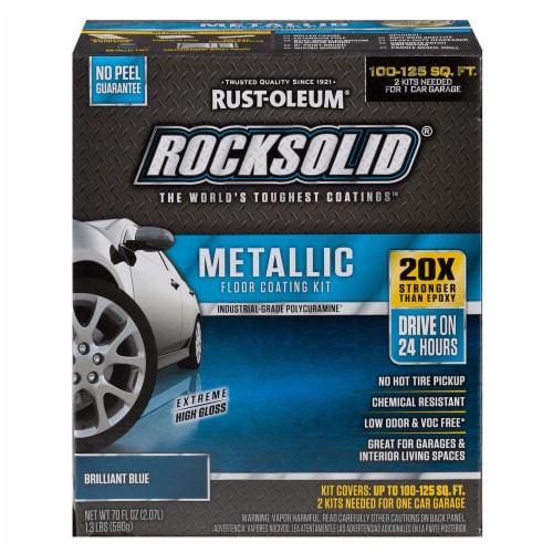 RockSolid Polycuramine Metallic Flr Coating Brilliant Blue 70oz Kit (2-pack/1 car garage kit) Perspective: front