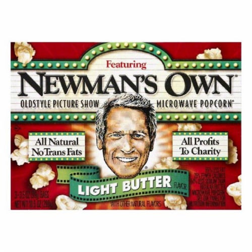 Newmans Own Light Butter Flavor Microwave Popcorn, 3 ea (Pack of 12) Perspective: front