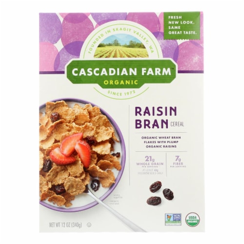 Cascadian Farm Organic Cereal - Raisin Bran - Case of 10 - 12 oz Perspective: front